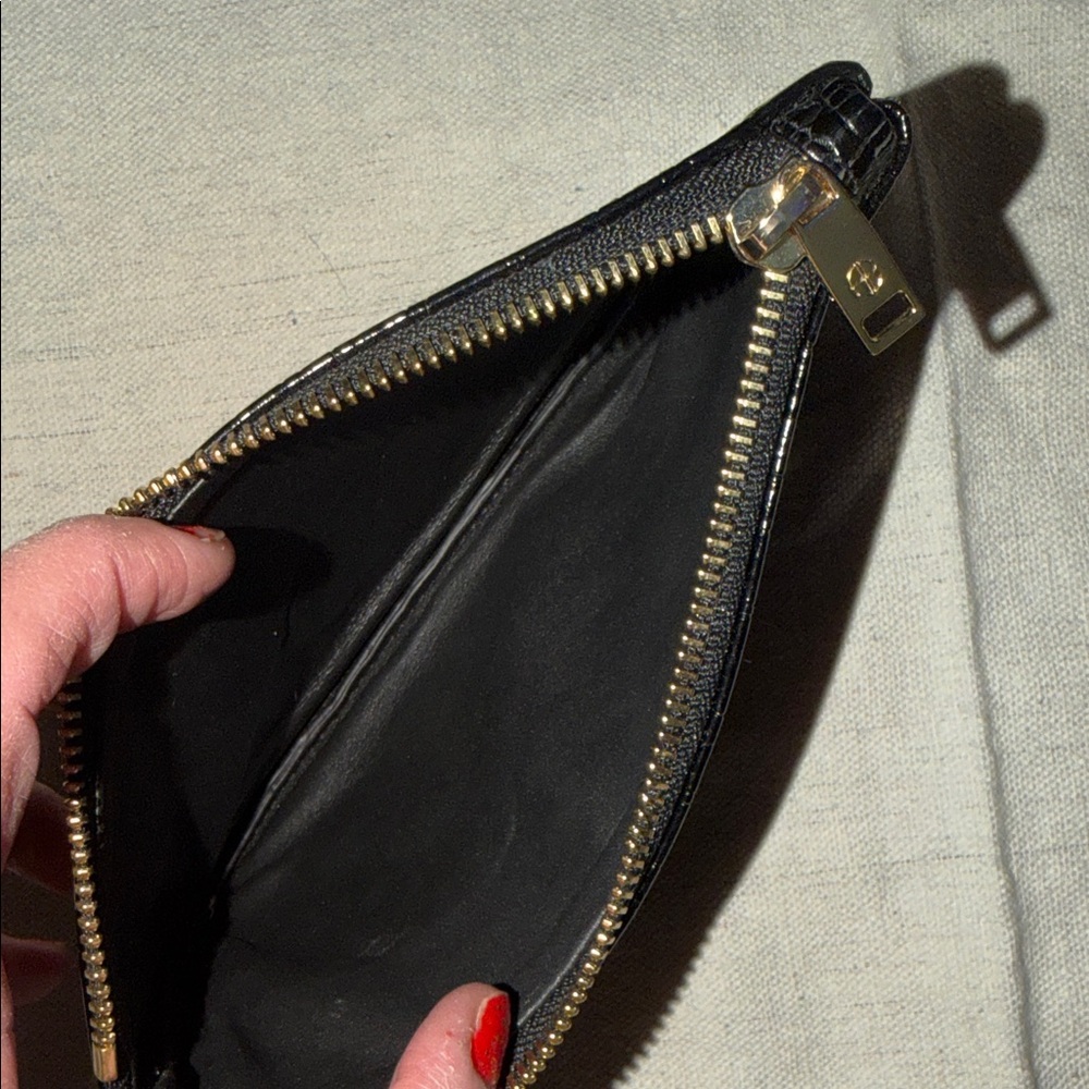 Anine Bing Black Croc-Embossed Zip Card Wallet - Picture 4 of 9